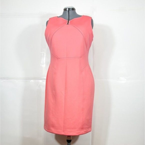 Ivanka Trump Dresses & Skirts - Ivanka Trump NWOT Sz 16 Coral Ornaments Front Sheath Scuba Dress